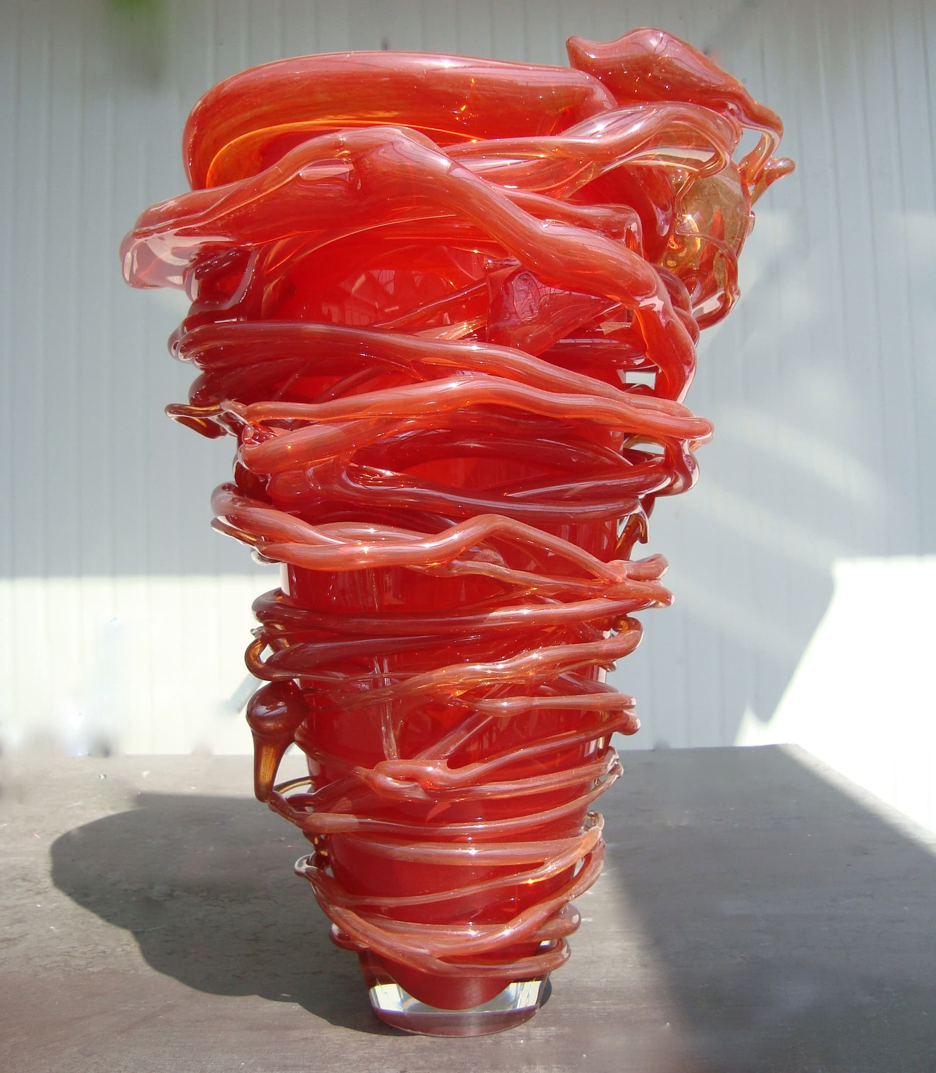 Glas, rood, open