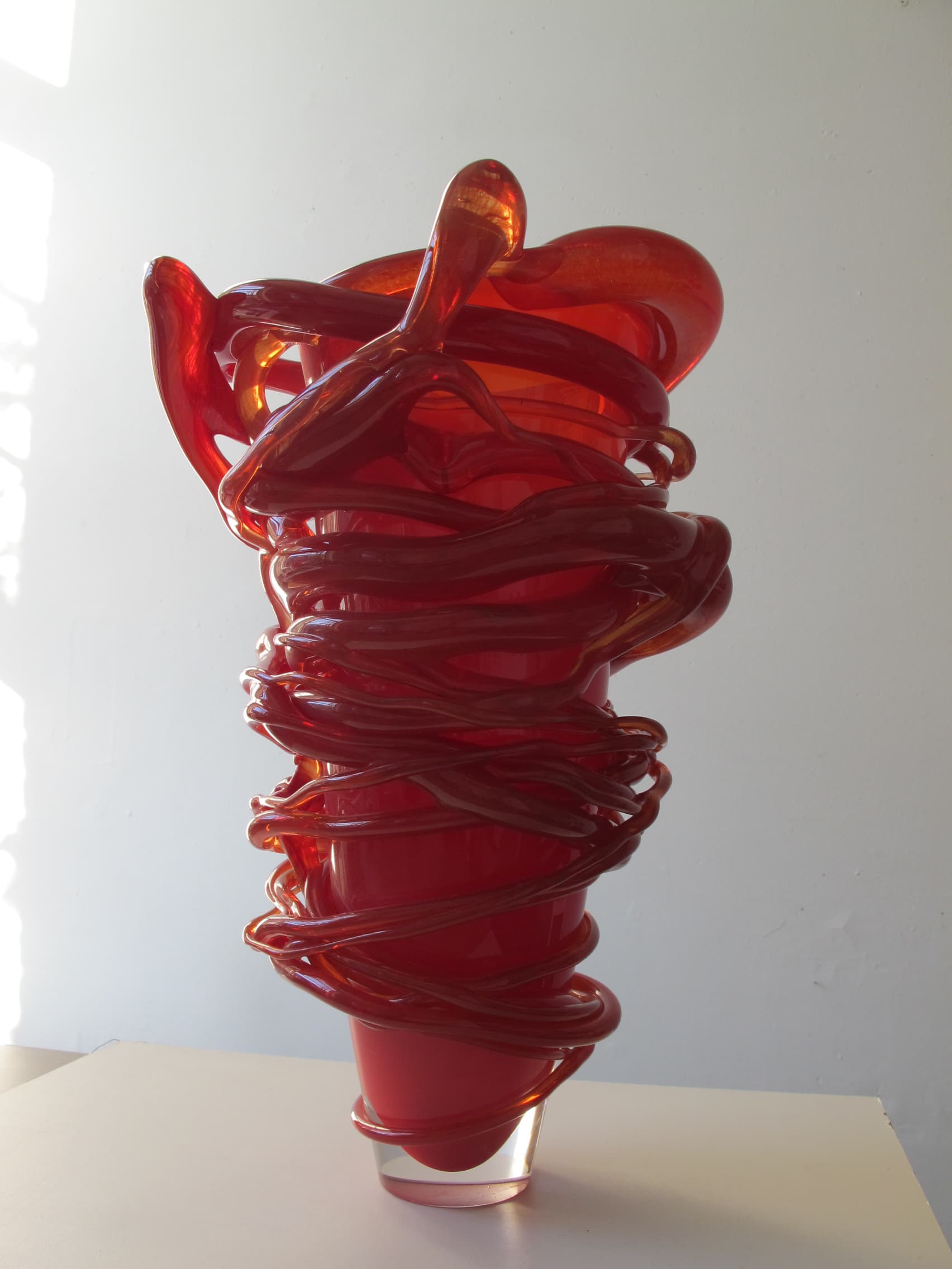 Glas, rood, open