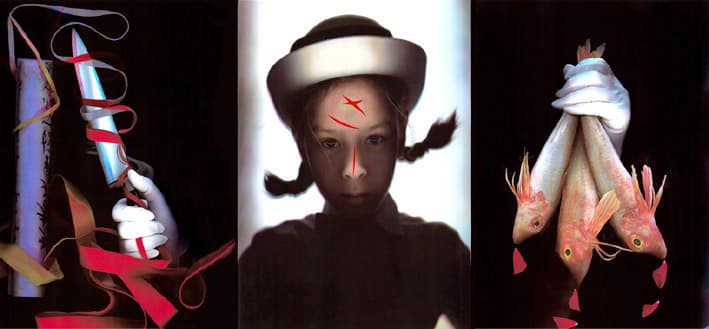 Schoolgirl with fish & knife