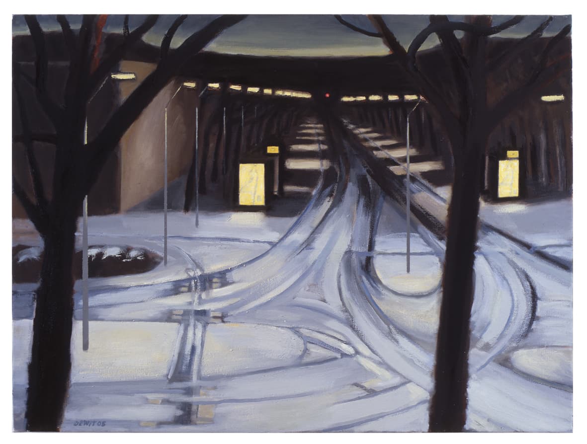 Bushalte in winternacht